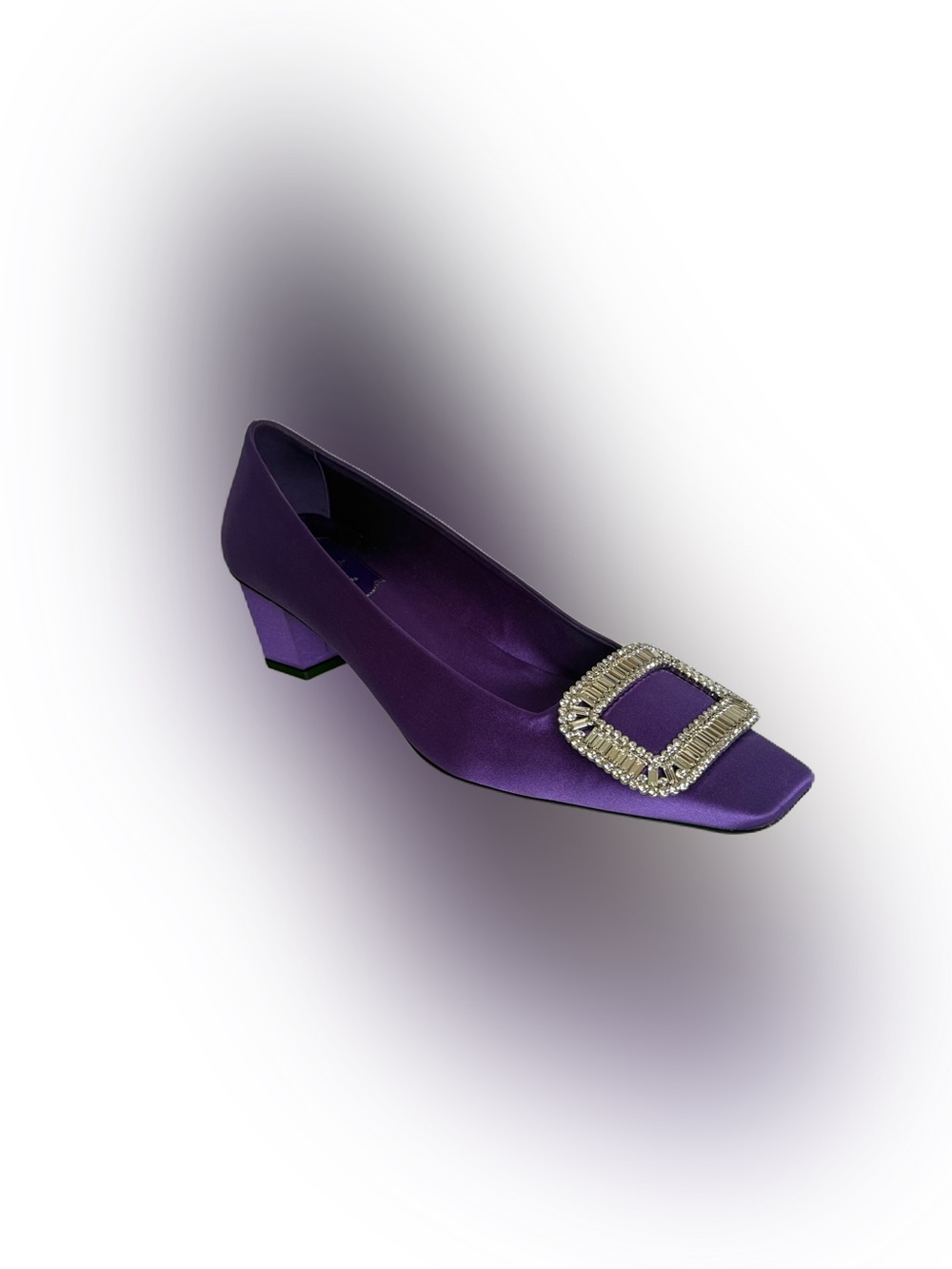 Roger Vivier Belle Vivier Buckle Strass Satin Shoes Heels NWB Size 38.5